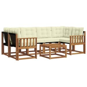 vidaXL Outdoor-Sofagarnitur 7 stk. 6-Sitzer Natur und Creme