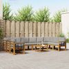 vidaXL Outdoor-Sofagarnitur mit Kissen 11 pcs Nat&uuml;rlich und Hellgrau