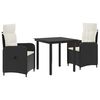 vidaXL Garten Essgruppe 3 stk. Schwarz und Cremewei&szlig; Poly-Rattan