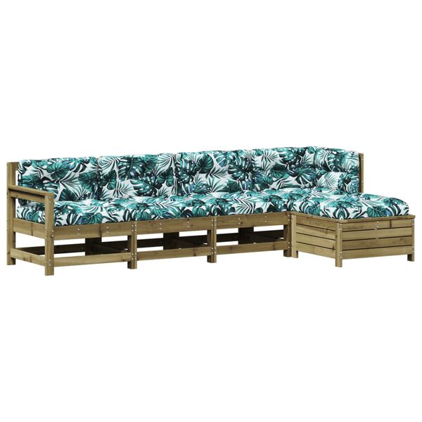 vidaXL 5-tlg. Garten-Lounge-Set mit Kissen Impr&auml;gniertes Kiefernholz