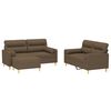 vidaXL 3-tlg. Sofagarnitur mit Kissen Braun Stoff