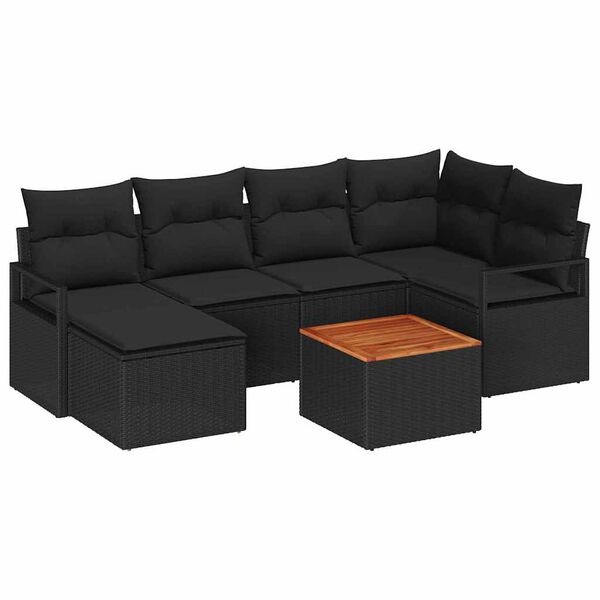 vidaXL Garten-Sofa-Set 7 pcs Schwarz