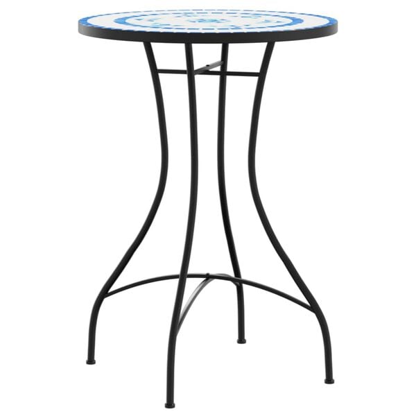 vidaXL Mosaik-Bistro-Set Blau und Weiß Eisen und Keramik