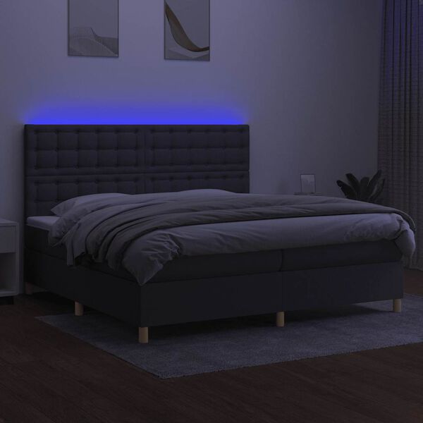 vidaXL Boxspringbett mit Matratze & LED Dunkelgrau 200x200 cm Stoff
