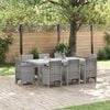 vidaXL Garten Essgruppe 9 pcs Hellgrau Polt Rattan