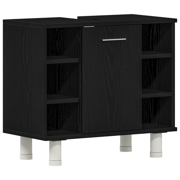 vidaXL Badezimmerschrank mit T&uuml;r Schwarz Eichen-Optik 60 x 32 x 54 cm