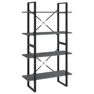 vidaXL B&uuml;cherregal 4 B&ouml;den Grau 80x30x140 cm Massivholz Kiefer