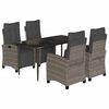 vidaXL 5-tlg. Garten-Essgruppe mit Kissen Grau Poly Rattan