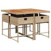 vidaXL 5-tlg. Garten-Essgruppe mit Kissen Beige Poly Rattan