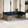 vidaXL 9-teiliges Gartensofa-Set mit Kissen, grau, Polyrattan