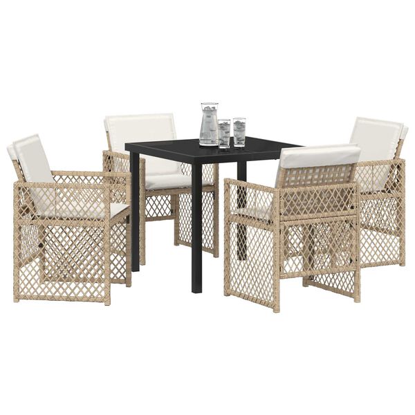 vidaXL Garten Essgruppe 5 pcs Beige Poly-Rattan