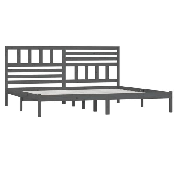 vidaXL Massivholzbett Grau Kiefer 200x200 cm