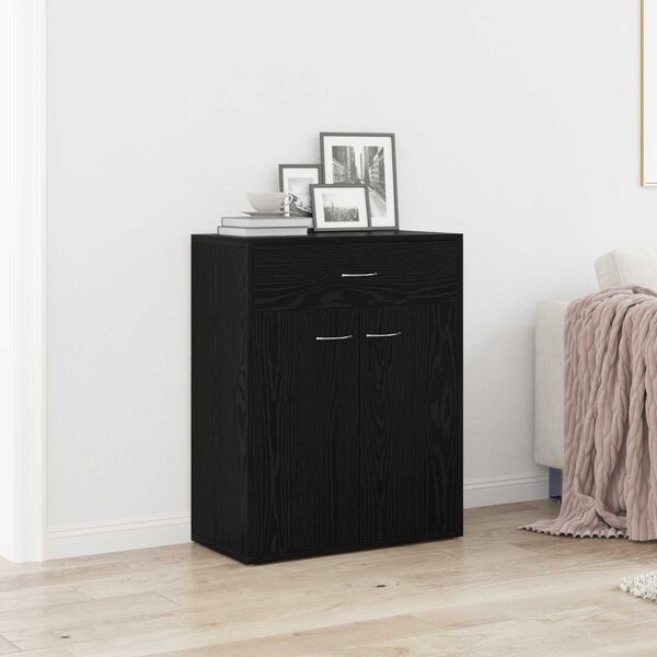 vidaXL Sideboard Schwarz Eichen-Optik 60 x 30 x 75 cm Holzwerkstoff
