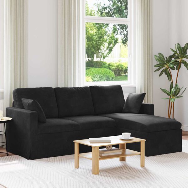 vidaXL Sofa Schwarz Gesamtabmessungen: 198 x 134 x 80 cm (B x T x H)