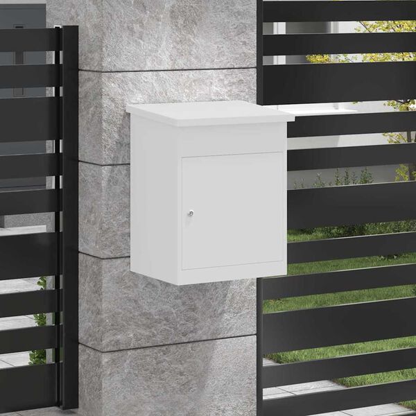 vidaXL Paketdrop-Box mit Speicher mit T&uuml;r Wei&szlig; 47,5 x 38 x 59 cm Stahl