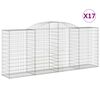 vidaXL Gabionen mit Hochbogen 17 Stk 300x50x120/140cm Verzinktes Eisen