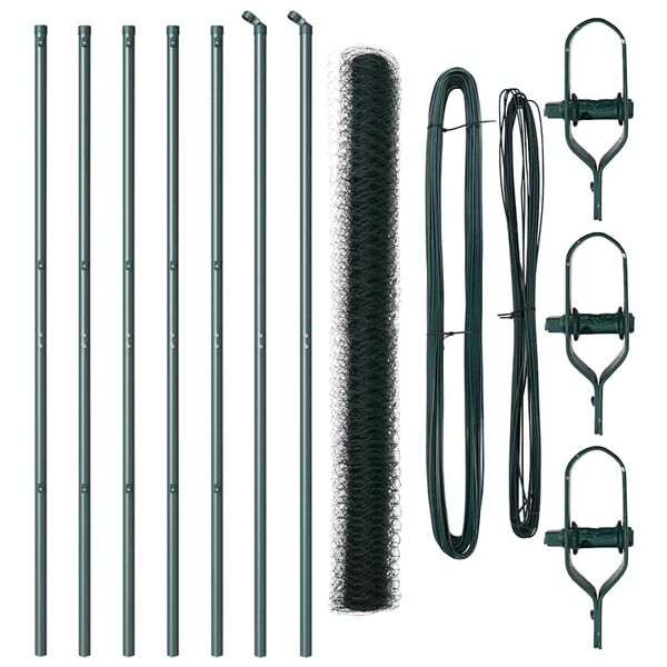 vidaXL Zaunpfosten Gr&uuml;n 10 x 1,5 m (36 mm Netz) Stahl und PVC