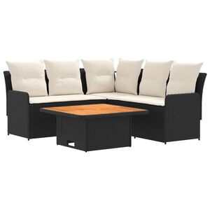 vidaXL M&ouml;belsets mit Kissen 4 pcs Schwarz und Creme PE-Rattan
