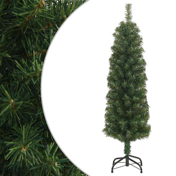 vidaXL Künstlicher Weihnachtsbaum Schlank mit Ständer Grün 150 cm PVC