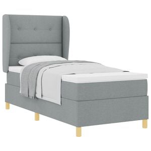 vidaXL Boxspringbett mit Matratze Dunkelgrau 90x190 cm Hellgrau Stoff