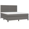 vidaXL Boxspringbett mit Matratze & LED Grau 160x200 cm Kunstleder