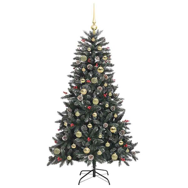 vidaXL K&uuml;nstlicher Weihnachtsbaum Gr&uuml;n 150 cm PVC, Plastik und Stahl