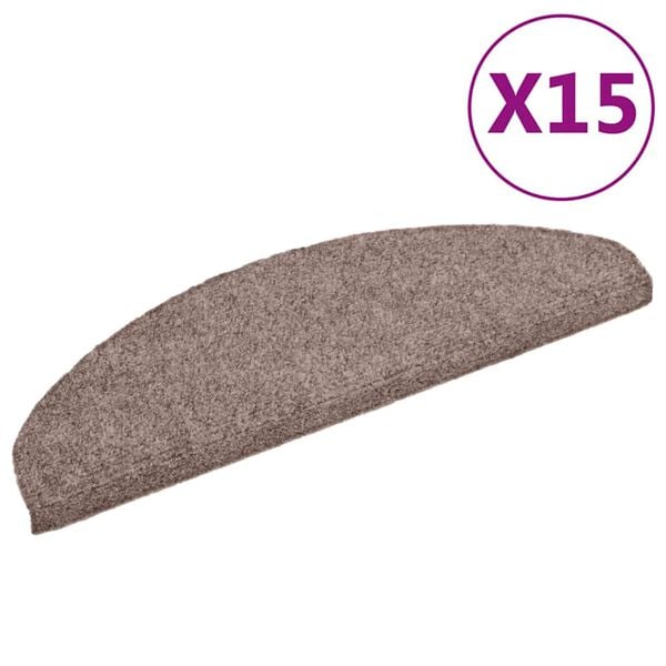 vidaXL Stufenmatten Selbstklebend 15 Stk. 65x21x4 cm Hellbraun Halbrund Gro&szlig;