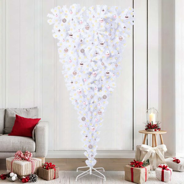 vidaXL K&uuml;nstlicher Weihnachtsbaum Wei&szlig; 240 cm PVC und Stahl