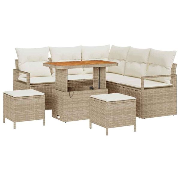 vidaXL Gartensofa-set mit Kissen 8 pcs Beige Poly-Rattan