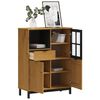 vidaXL Highboard mit Glastür FLAM 92x40x122,5 cm Massivholz Kiefer