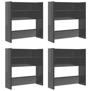 vidaXL Wand-Schuhschr&auml;nke 4 Stk. Hochglanz-Grau 60x18x60cm