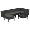 vidaXL 7-tlg. Garten-Lounge-Set mit Auflagen Poly Rattan Schwarz