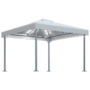 vidaXL Pavillon mit LED-Lichterkette 300x300 cm Cremewei&szlig; Aluminium