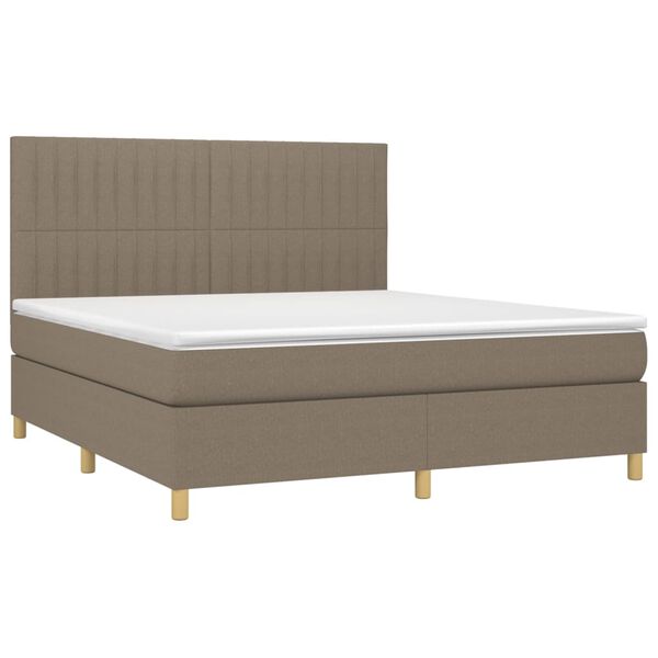 vidaXL Boxspringbett mit Matratze & LED Taupe 160x200 cm Stoff