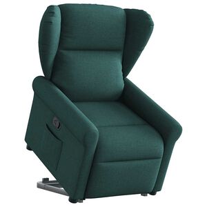 vidaXL Relaxsessel mit Aufstehhilfe Dunkelgr&uuml;n Stoff