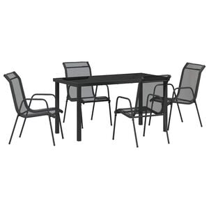 vidaXL Garten Essgruppe 5 pcs Schwarz Pulverbeschichteter Stahl