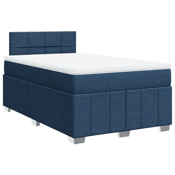 vidaXL Boxspringbett mit Matratze Blau 120x190 cm Stoff