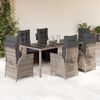 vidaXL 7-tlg. Garten-Essgruppe mit Kissen Grau Poly Rattan
