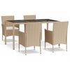 vidaXL 5-tlg. Garten-Essgruppe mit Kissen Beige Poly Rattan