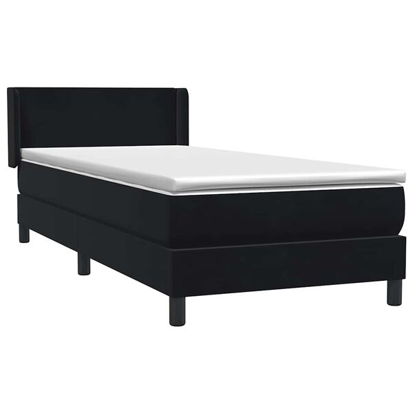 vidaXL Boxspringbett mit Matratze Schwarz 90x210 cm Samt