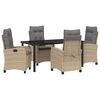 vidaXL Garten Essgruppe mit Kissen 5 pcs Beige Poly-Rattan