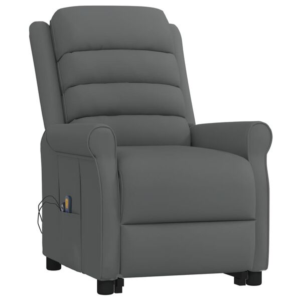 vidaXL Massagesessel mit Aufstehhilfe Grau Kunstleder