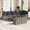 vidaXL Gartensofa-set mit Kissen mit Speicher 9 pcs Grau Poly-Rattan