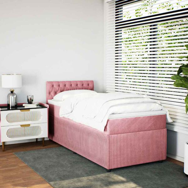 vidaXL Boxspringbett mit Matratze Rosa 80x200 cm Samt