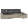 vidaXL Sofa Set mit Kissen mit Speicher 5 pcs Hellgrau Poly-Rattan
