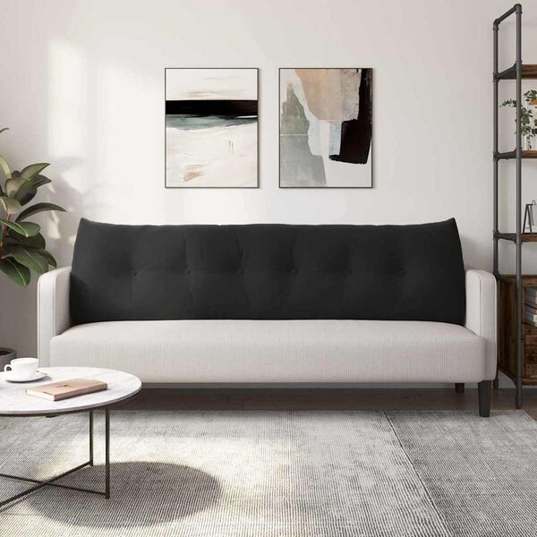 vidaXL R&uuml;ckenkissen Schwarz 180 x 24 x 50 cm Samt