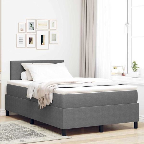 vidaXL LED Boxspringbett Hellgrau und Wei&szlig; 120 x 190 cm Cordstoff