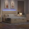vidaXL Ottoman-Bett mit Matratzen & LEDs Creme 200x200 cm Stoff