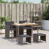 vidaXL 5-tlg. Garten-Essgruppe mit Kissen Grau Poly Rattan