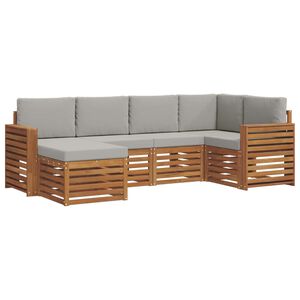 vidaXL Ecksofa Set mit Kissen 6 pcs Nat&uuml;rlich und Hellgrau